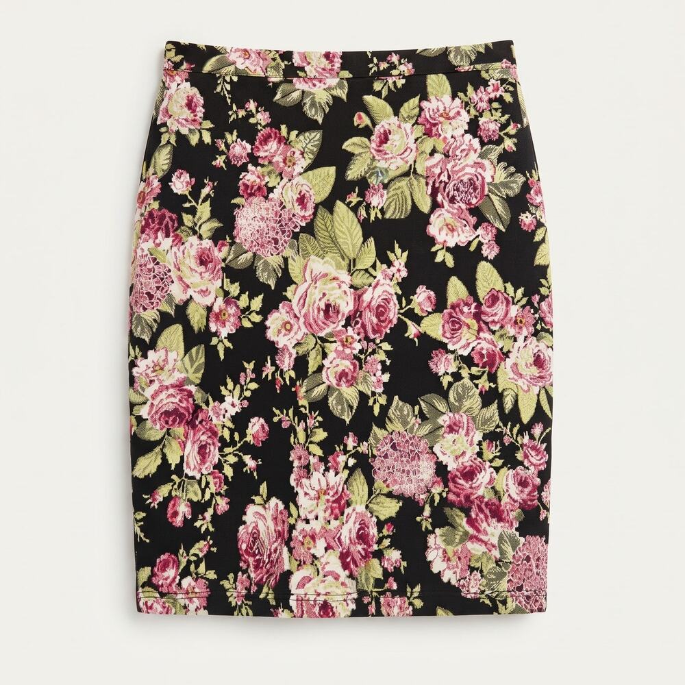 Maeve Womens M Romantic Retro Office Siren Floral Tapestry Pencil Skirt Zip